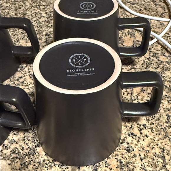 Stone + Lain Black Coffee Mugs Set 4 - Picture 4 of 5